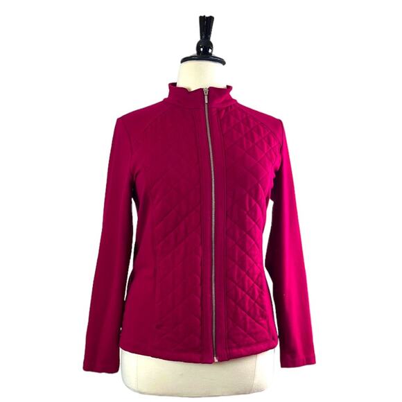 Laura Scott Women’s Jacket Quilted Full Zip Front Burgundy Size Large - Picture 1 of 11